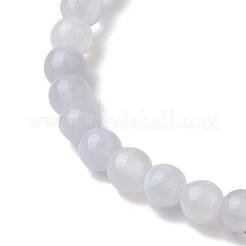 6mm 天然ブルーレースアゲート ラウンドビーズ ストレッチブレスレット  内径：2-1/8インチ（5.5cm）  ビーズ：6mm&nbsp;BJEW-JB10855-02