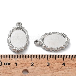 変色しない304ステンレススチールペンダントカボションセッティング  オーバル  ステンレス鋼色  トレイ：14x10mm  23x14x3mm  穴：1.8mm&nbsp;STAS-M323-57P