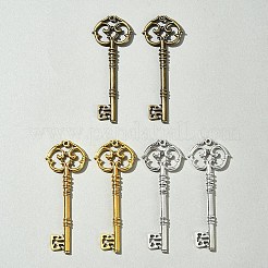 6個 3色 チベット風 亜鉛合金 ビッグペンダント  キー  ミックスカラー  82x31x5.5mm  穴：2mm  2個/カラー&nbsp;FIND-FS0002-55