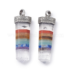 7 Chakra Mixed Gemstone Pointed Big Pendants&nbsp;G-P491-09AS