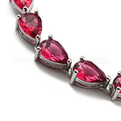 Rack Plating Brass Pave Cubic Zirconia Teardrop Links Bracelets for Women&nbsp;BJEW-H604-01P-06