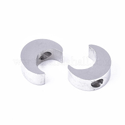 変色しない304ステンレススチールビーズ  ムーン  ステンレス鋼色  8x6x3mm  穴：1.8mm&nbsp;STAS-R112-009B