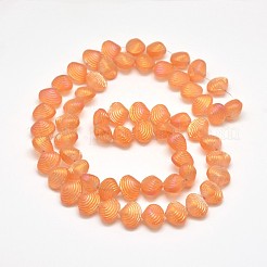 つや消し電気メッキガラスシェルビーズ連売り  虹メッキ  砂茶色  12x14.5x10mm  穴：1mm  約32個/連  16インチ&nbsp;EGLA-M002-B07
