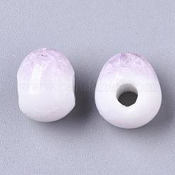 手作りの陶器ビーズ  クラックルビーズスタイル  オーバル  プラム  9.5~10.5x12~13x10.5mm  穴：2.5~3mm&nbsp;PORC-S498-21B