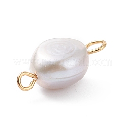 Potato Natural Cultured Freshwater Pearl Connector Charms&nbsp;PALLOY-JF01924