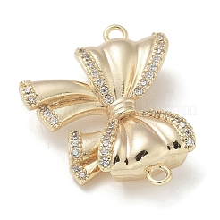 Brass Micro Pave Clear Cubic Zirconia Connector Charms&nbsp;LS-KK-M308-14G
