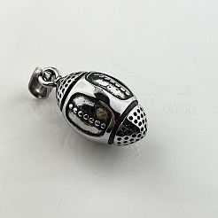 ヴィンテージパンクスタイルのアメリカンフットボール304ステンレススチールペンダントネックレス  アンティークシルバー&nbsp;PU3961