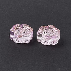 電気メッキガラスビーズ  金箔  ヒマワリ  ジュエリー作りのための  蘭  12.5x11.5x6mm  穴：1mm&nbsp;GLAA-G090-01E