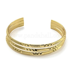 PVD Vacuum Plating 202 Stainless Steel Multi-strand Open Cuff Bangles for Women&nbsp;BJEW-M317-07A-G