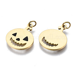 316サージカルステンレススチールエナメルチャーム  丸カン付き  ハロウィン用  カボチャ  ブラック  14KGP本金メッキ  14.5x12x1mm  丸カン：3.4x0.5ミリ  2.4mm内径&nbsp;STAS-S116-340G