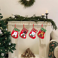 12Pcs 4 Styles Cloth Christmas Stocking Gift Bag Pendant Decoration&nbsp;FIND-SP0020-60D