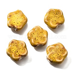 手作りの陶器ビーズ  花  ミックスカラー  14.5x15x6.5mm  穴：2mm&nbsp;PORC-H013-02