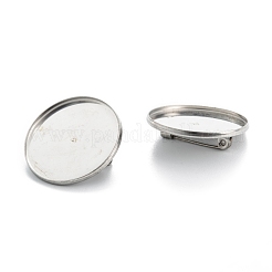 Tarnish Resistant 304 Stainless Steel Brooch Cabochon Settings&nbsp;STAS-G250-04P-C