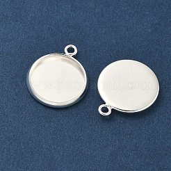 Flat Round Brass Pendant Cabochon Settings&nbsp;X-KK-K414-14E-S