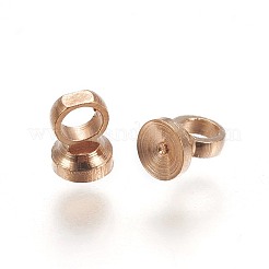 真鍮製のビーズキャップベイル  グローブガラスバブルカバーペンダント用  フラットラウンド  ライトゴールド  3.5x2.8mm  穴：1.4mm&nbsp;X-KK-F792-06LG