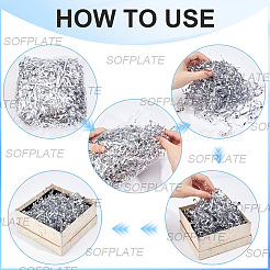 プラスチックシュレッドフィラー2セット  ギフトラッピングとイースターバスケットの充填用  銀  3x0.1mm  50 G /セッティング&nbsp;DIY-SP0002-23C