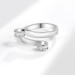 真鍮オープンカフリング  編みループかぎ針編みループ  女性用ヤーンガイドフィンガーホルダー  プラチナ  0.8cm&nbsp;SENE-PW0017-12