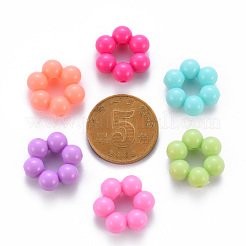 不透明なアクリルビーズフレーム  花  ミックスカラー  16.5x15.5x6mm  穴：2mm  約674個/500g&nbsp;TACR-S153-01B-M