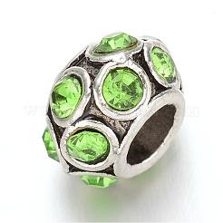 Rondelle Tibetan Style Alloy Rhinestone European Large Hole Beads&nbsp;MPDL-F017-12