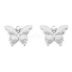 変色しない201ステンレススチールペンダント  蝶  ステンレス鋼色  19x25x2mm  穴：2.5mm&nbsp;STAS-N098-227P