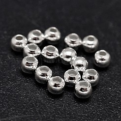 925スターリングシルバービーズ  シームレスなラウンドビーズ  銀  8mm  穴：1.7~1.8mm&nbsp;X-STER-F012-01H