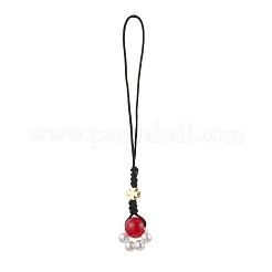 Paw Print Shell Pearl & Natural & Dyed Malaysia Jade Pendant Decorations&nbsp;HJEW-JM02355