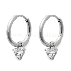 304 Stainless Steel Micro Pave Cubic Zirconia Hoop Earrings&nbsp;LS-STAS-R004-03P-02