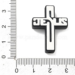シリコーン焦点ビーズ  クロス  ブラック  29x21.5x8mm  穴：3mm&nbsp;SIL-A012-01C