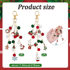 2Pcs 2 Styles Christmas Them Alloy Enamel Pendant Decorations&nbsp;HJEW-SP0001-48B