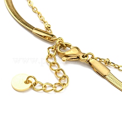 PVD Vacuum Plating 304 Stainless Steel Herringbone & Satellite Chains Double Layer Multi-strand Bracelet&nbsp;BJEW-Z016-07G