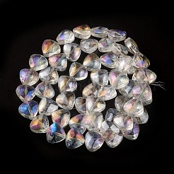 透明電気めっきガラス ビーズ 連売り  ABカラーメッキ  ハート  クリアAB  12x13x7mm  穴：1mm  約55個/連  25.51''（64.8センチメートル）&nbsp;EGLA-P050-AB01