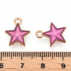 合金エナメルチャーム  スター  ゴールドカラー  ミディアム蘭  15x13x2mm  穴：1mm&nbsp;X-PALLOY-T046-10B