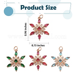 6Pcs 3 Style Brass Cubic Zirconia Pendants&nbsp;sgZIRC-SZ0001-80RG