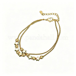 Brass Star Grooved Round Beaded 2-strand Bracelets for Women&nbsp;WGD7A06-01