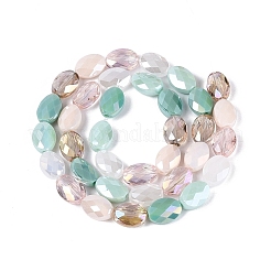 Electroplate Imitation Jade & Opaque & Transparent Glass Beads Strands&nbsp;X-EGLA-Q135-8x11MM-01C