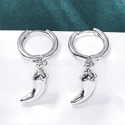 チリ真鍮フープピアス  ラックめっき  長持ちメッキ  鉛フリー＆カドミウムフリー  プラチナ  28x10mm&nbsp;EJEW-Q015-17P