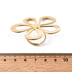 女性用304ステンレススチールカフリング  花  18KGP本金メッキ  usサイズ8 1/2(18.5mm)&nbsp;RJEW-F193-05G