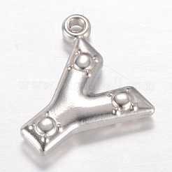 変色しにくい201ステンレススチールチャーム  文字y  ステンレス鋼色  15x15x3.1mm  穴：1.2mm&nbsp;STAS-G081-47P