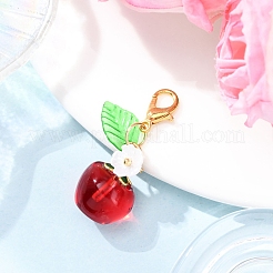 8Pcs Transparent Glass Apple Pendant Decorations&nbsp;HJEW-JM04216