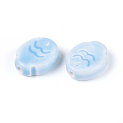 ハンドメイドの磁器セラミックビーズ  光沢釉の磁器  魚  ライトスカイブルー  17x14x5.5mm  穴：2mm&nbsp;PORC-T133-24C