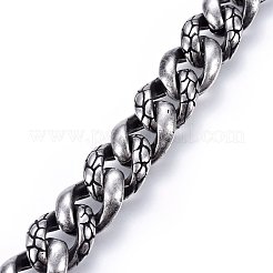 304ステンレススチールブレスレット  カニカン付き  アンティークシルバー  8-5/8インチ（22cm）  13x6mm&nbsp;BJEW-L631-18AS