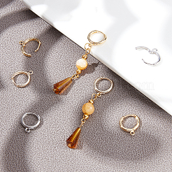 12Pairs 3 Colors Brass Huggie Hoop Earrings Finding&nbsp;KK-FH0002-34