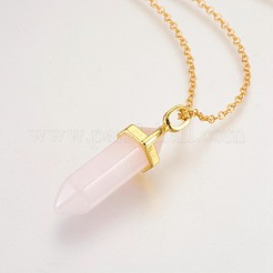 Natural Rose Quartz Pendant Necklaces&nbsp;NJEW-JN02216