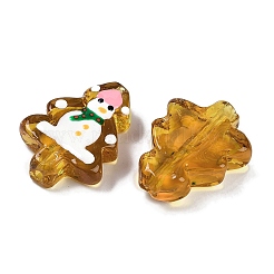 クリスマステーマの手作りランプワークビーズ  クリスマスツリー  ダークチソウ  25~26.5x18.5~22.5x6.5~7.5mm  穴：1.6~1.8mm&nbsp;LAMP-I027-07H