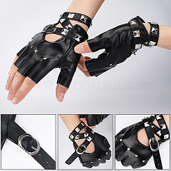 PU Leather Biker Punk Gloves with Punk-style Imitation Leather Chocker Necklaces&nbsp;AJEW-CL0005-33