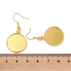 ラックメッキアイアンピアスフック  空白の丸いトレイ付き  フラットラウンド  ゴールドカラー  41mm  ピン：0.7mm&nbsp;EJEW-D091-01E-G