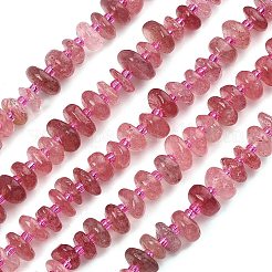 天然石ストロベリークォーツビーズ連売り  チップ  シードビーズで  6~15x7~10x2~6mm  穴：1mm  約70~79個/連  15.75~16.42''（40~41.7センチメートル）&nbsp;G-F821-B03-01