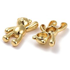 真鍮チャーム  クマ  18KGP本金メッキ  24x14.5x6mm  穴：5x2mm  10個/箱&nbsp;KK-PH0009-13