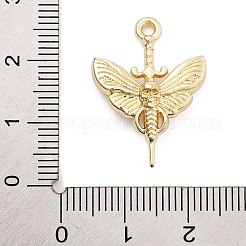 合金ペンダント  スカルチャームが付いた蝶  ゴールドカラー  25x18.5x6mm  穴：1.8mm&nbsp;PALLOY-Q365-02G