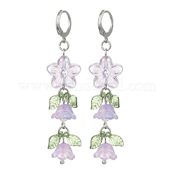 Flower of Life Glass & Acrylic Dangle Leverback Earrings&nbsp;EJEW-JE05558